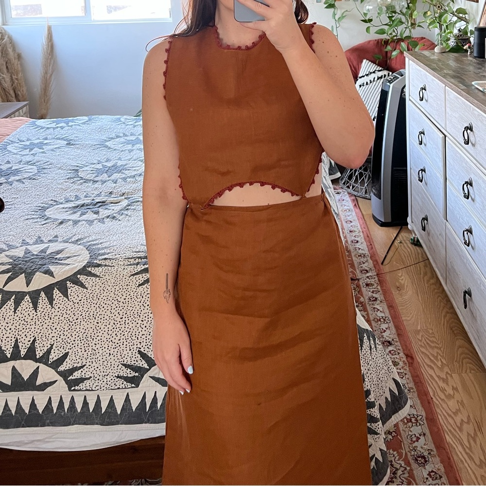 Valerie Linen Dress in Brick